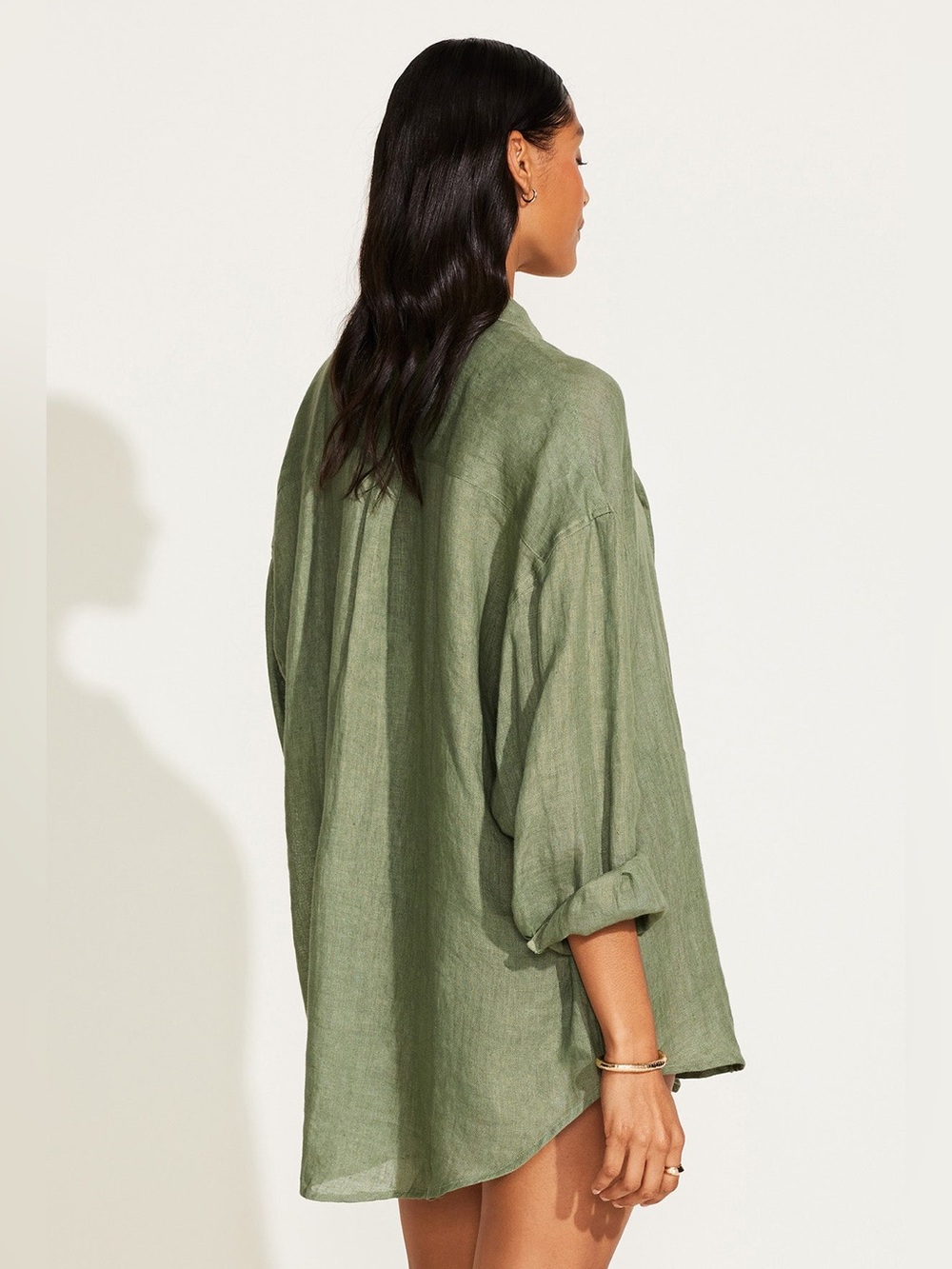 Zara Olive Green Lightweight Open Shirt Jacket